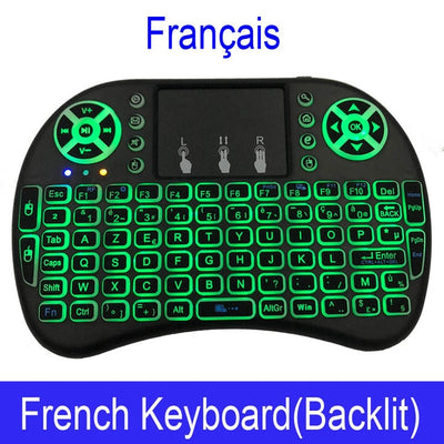 7 color backlit i8 Mini Wireless Keyboard 2.4ghz English Russian 3 colour Air Mouse with Touchpad Remote Control Android TV Box