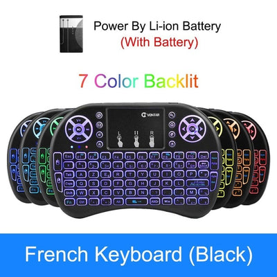VONTAR i8 keyboard backlit English Russian Spanish Air Mouse 2.4GHz Wireless Keyboard Touchpad Handheld for TV BOX Android X96