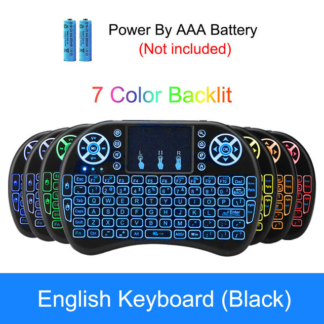 VONTAR i8 keyboard backlit English Russian Spanish Air Mouse 2.4GHz Wireless Keyboard Touchpad Handheld for TV BOX Android X96
