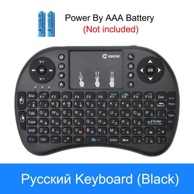 VONTAR i8 keyboard backlit English Russian Spanish Air Mouse 2.4GHz Wireless Keyboard Touchpad Handheld for TV BOX Android X96